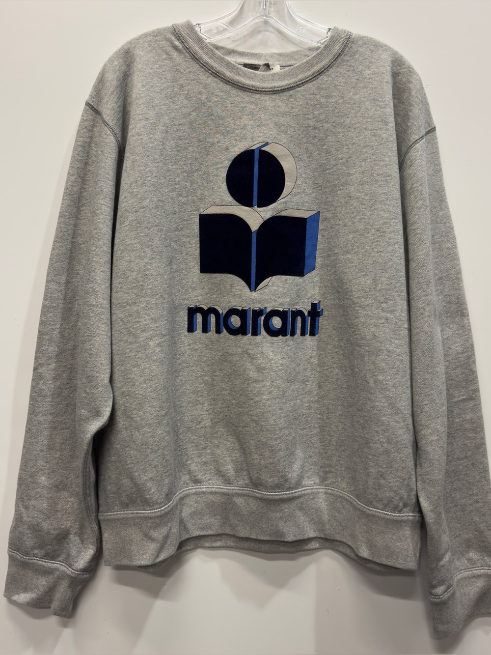 Isabel Marant Gray Crewneck Sweatshirt with Navy Logo